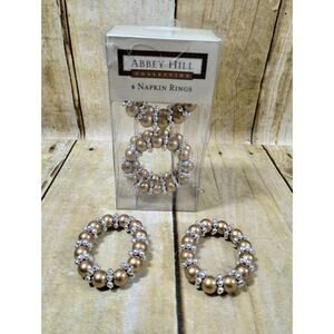 Silver Gold Beaded Napkin Holders Set of 6 Bling Table Decor Rings